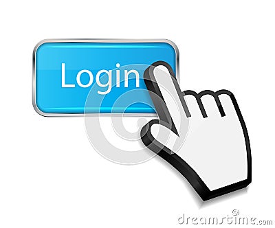Mouse hand cursor on login button vector Vector Illustration