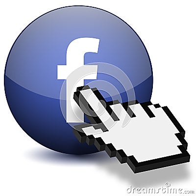 Mouse Hand Press Facebook Button Vector Illustration