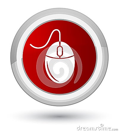 Mouse icon prime red round button Cartoon Illustration
