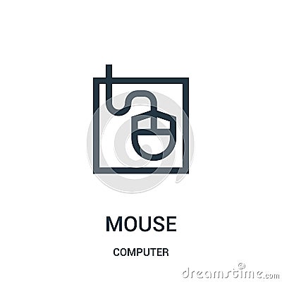 mouse icon vector from computer collection. Thin line mouse outline icon vector illustration Vector Illustration