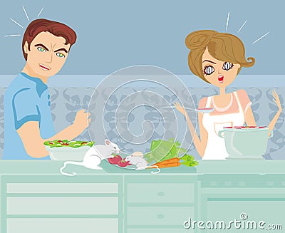 Mouse in the kitchen Vector Illustration