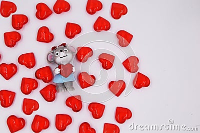 Valentine`s Day, mouse in love Stock Photo