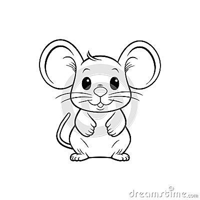 Mouse outline sketch vector. Mousy silhouette Vector Illustration