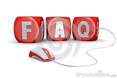 Mouse plug in frequently asked questions dices Stock Photo