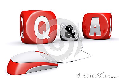 Mouse plug in questions and answers dices Stock Photo