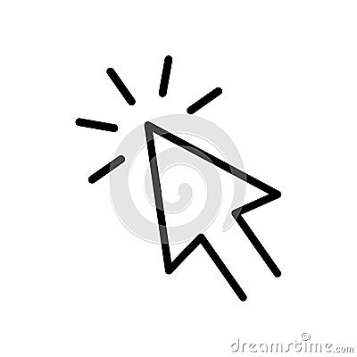 Mouse pointer arrow clicked or cursor click line art icon Vector Illustration