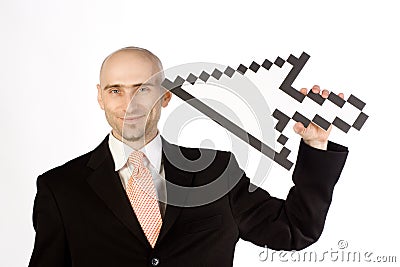 Mouse Pointer with Man Stock Photo