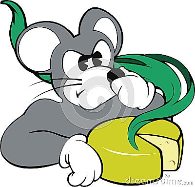 Mouse and smelly cheese Vector Illustration