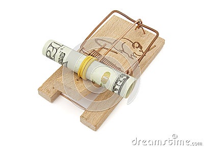 Mouse trap and dollar Stock Photo