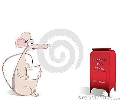 Mouse wrote a letter to Santa, mailbox Stock Photo
