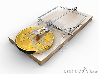 Mousetrap and Bitcoin Stock Photo