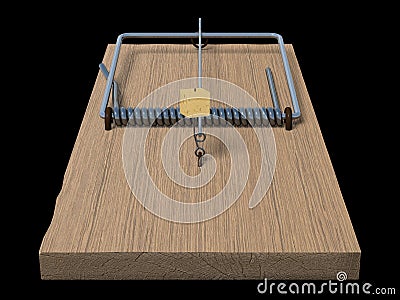 Mousetrap on black front view Stock Photo