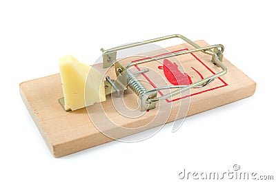 Mousetrap with Cheese Stock Photo