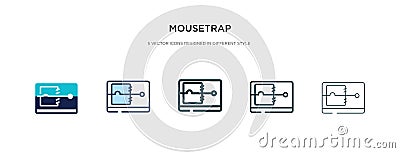 Mousetrap icon in different style vector illustration. two colored and black mousetrap vector icons designed in filled, outline, Vector Illustration