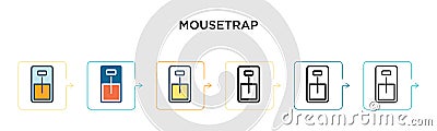 Mousetrap vector icon in 6 different modern styles. Black, two colored mousetrap icons designed in filled, outline, line and Vector Illustration