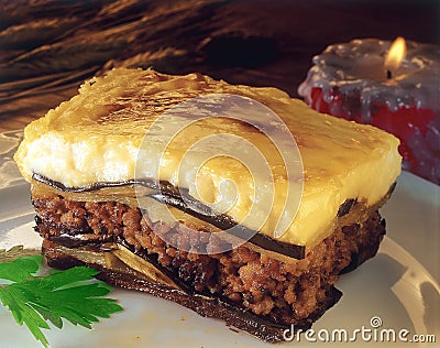 Freshly baked Moussaka Stock Photo