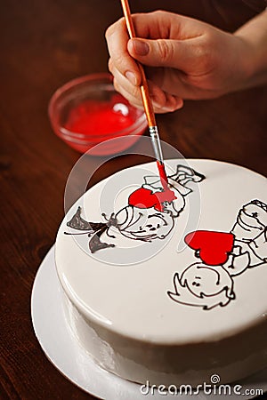 Mousse cake. Festive baking Cartoon Illustration