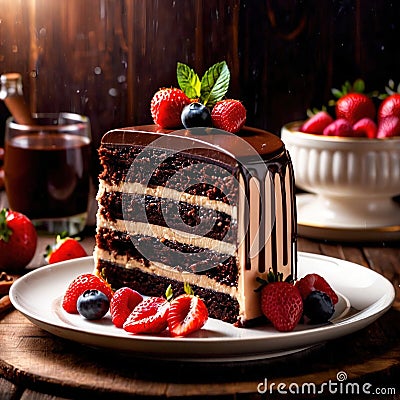 Mousse Cake , traditional popular sweet dessert cake Stock Photo