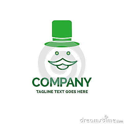 moustache, Hipster, movember, hat, men Flat Business Logo templa Vector Illustration