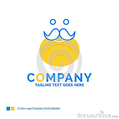 moustache, Hipster, movember, santa, Beared Blue Yellow Business Vector Illustration