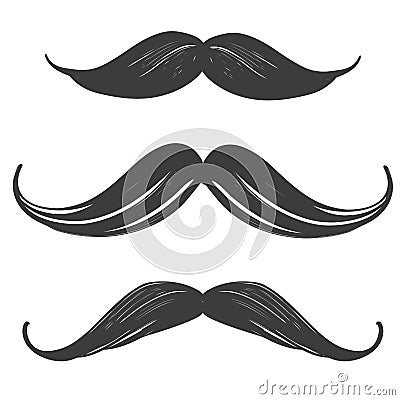 Moustache set, manhood, humorous mask, icon cartoon hand drawn vector illustration sketch Vector Illustration