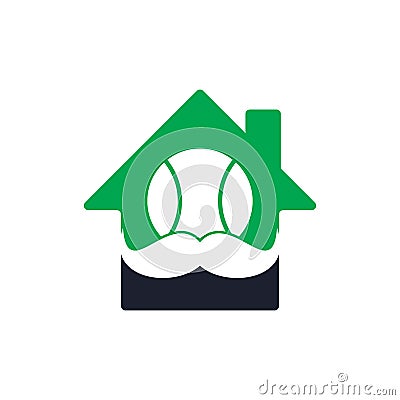 Moustache tennis ball home shape concept vector icon Vector Illustration