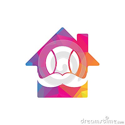 Moustache tennis ball home shape concept vector icon Vector Illustration