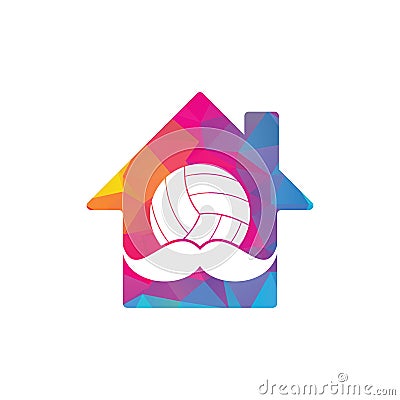 Moustache and volley ball home icon design Vector Illustration