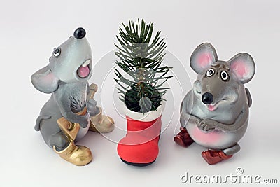 Mousy and a fir-tree Stock Photo