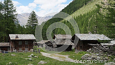Moutain houses in Valsavarenche, Italy Stock Photo