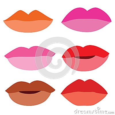 Mouth colour lipstick on white background Vector Illustration