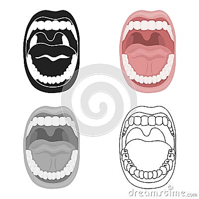 Mouth icon in cartoon style isolated on white background. Organs symbol stock vector illustration. Vector Illustration