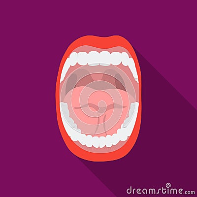 Mouth icon in flat style isolated on white background. Organs symbol stock vector illustration. Vector Illustration