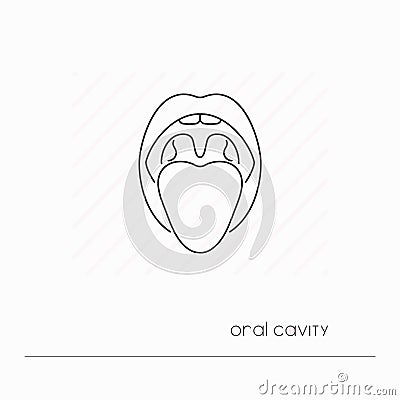 Mouth icon isolated. Single thin line symbol of oral cavity. Vector Illustration