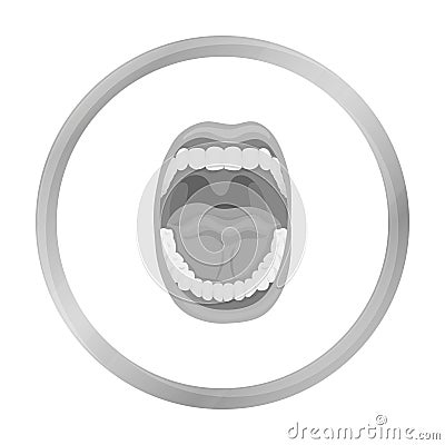 Mouth icon in monochrome style isolated on white background. Organs symbol stock vector illustration. Vector Illustration