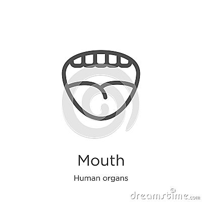 mouth icon vector from human organs collection. Thin line mouth outline icon vector illustration. Outline, thin line mouth icon Vector Illustration