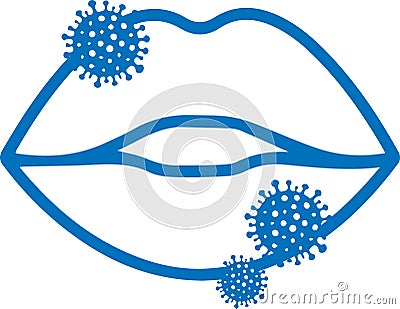 Mouth infection icon, Infected mouth icon, Mouth blue vector icon. Vector Illustration