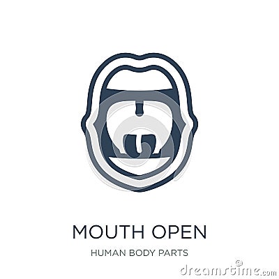 mouth open icon in trendy design style. mouth open icon isolated on white background. mouth open vector icon simple and modern Vector Illustration