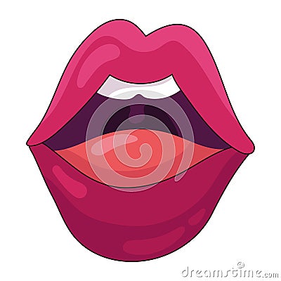 mouth pop art open lips Vector Illustration