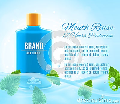Mouth rinse ads Vector Illustration