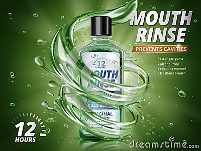 Mouth rinse ads Vector Illustration