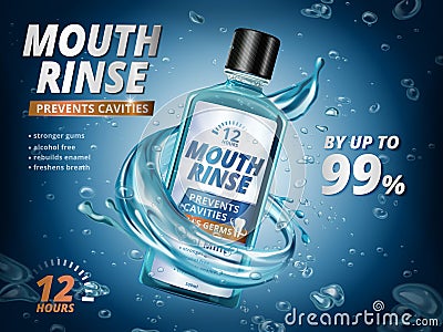 Mouth rinse ads Vector Illustration