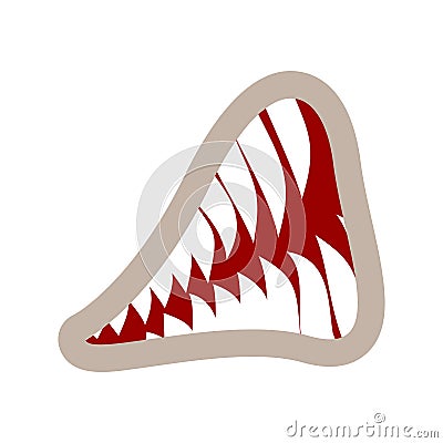 Mouth and teeth growl isolated. animal Jaws on white background Vector Illustration