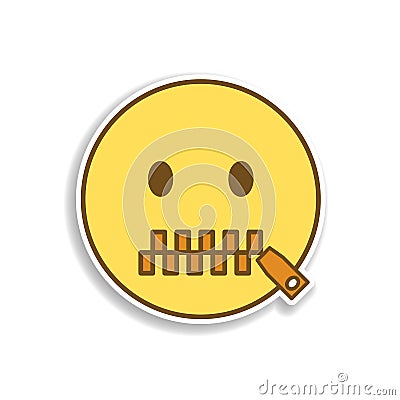 mouth to lock colored emoji sticker icon. Element of emoji for mobile concept and web apps illustration Cartoon Illustration