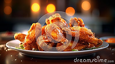 Golden Crispy Chicken Wing Close-Up Stock Photo