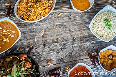 Indian restaurant food platter Stock Photo