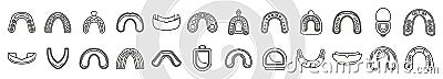 Mouthguard icons set outline vector. Dental boxer guard Stock Photo