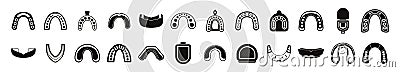 Mouthguard icons set simple vector. Dental boxer guard Vector Illustration