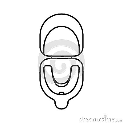 Mouthguard in open box, top view. Line art icon of storage container. Black illustration of anti snoring. Sport accessory protects Vector Illustration