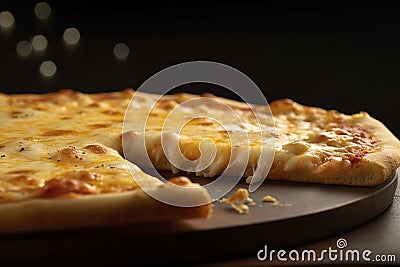 A four-cheese pizza with mozzarella, cheddar, Parmesan, and gouda cheeses. (Generative AI) Stock Photo